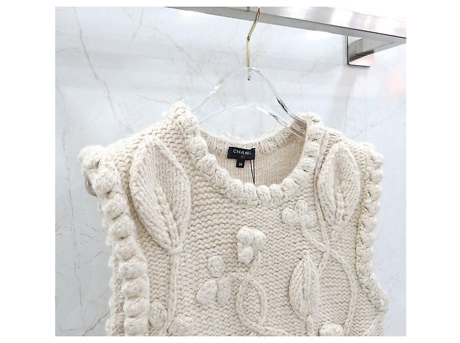 Chanel Chaleco de punto de cachemira Blanco - vista 3