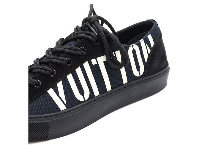 Louis Vuitton Sneakers da uomo in scamosciato nero e tela navy Tattoo Blu - vista 5