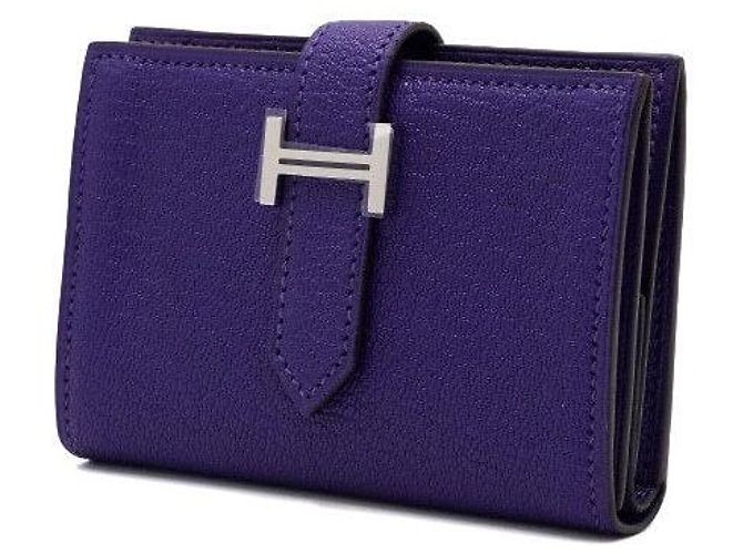 Hermès Mini-Geldbörse in Lila mit silberner Hardware Unisex Kartenhalter - Ansicht 3