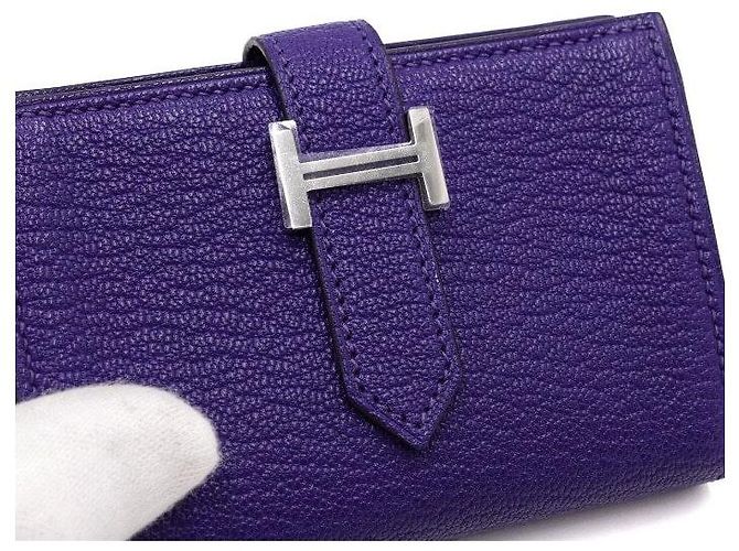 Hermès Mini-Geldbörse in Lila mit silberner Hardware Unisex Kartenhalter - Ansicht 5