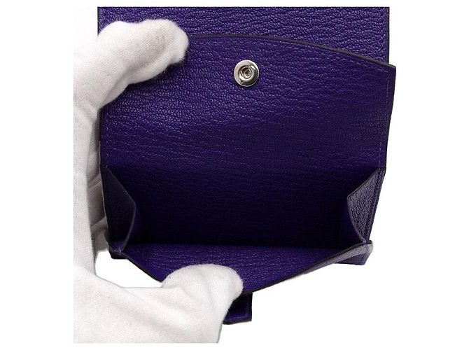 Hermès Mini-Geldbörse in Lila mit silberner Hardware Unisex Kartenhalter - Ansicht 7