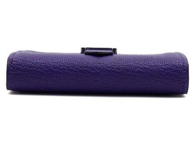 Hermès Mini-Geldbörse in Lila mit silberner Hardware Unisex Kartenhalter - Ansicht 8