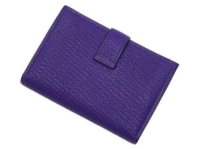 Hermès Mini-Geldbörse in Lila mit silberner Hardware Unisex Kartenhalter - Ansicht 9