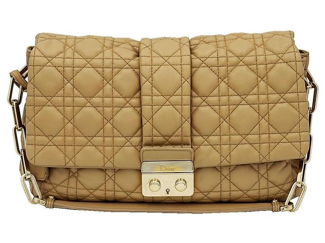 Dior Borsa a tracolla con patta in agnello beige con finiture dorate Marrone - vista 2
