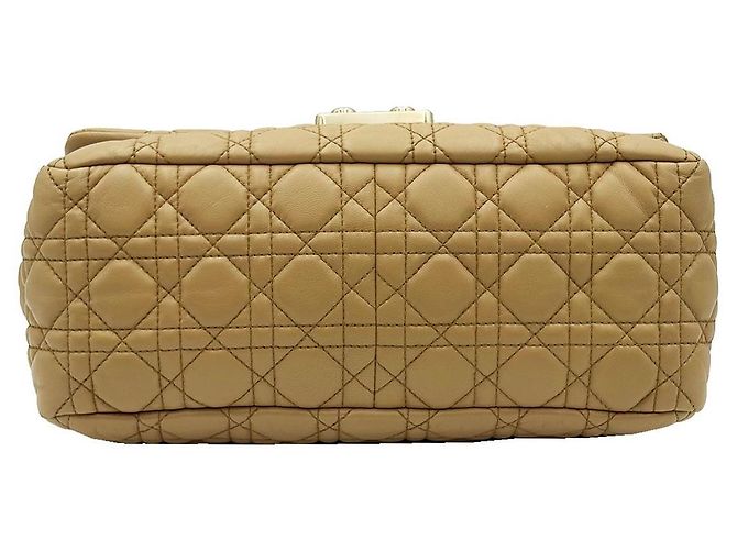 Dior Borsa a tracolla con patta in agnello beige con finiture dorate Marrone - vista 6