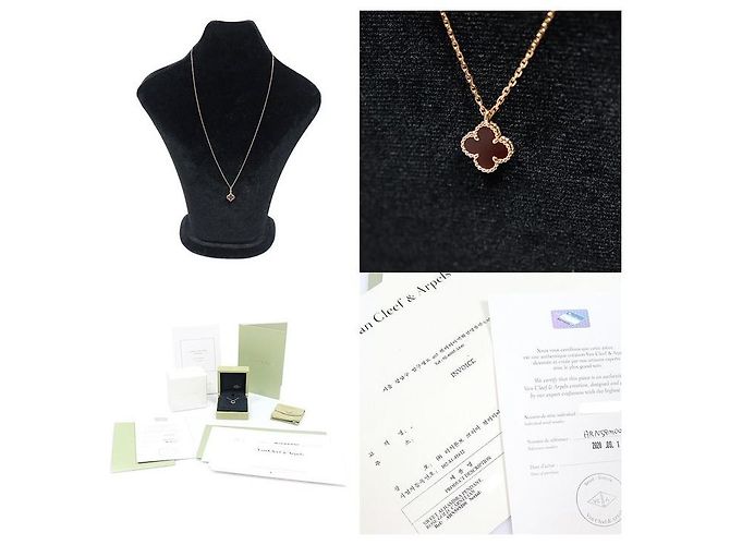 Van Cleef & Arpels Sweet Alhambra Halskette in Roségold und Karneol Pink - Ansicht 7