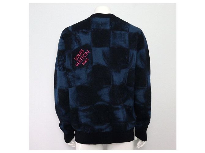 Louis Vuitton Cardigan in jacquard Damier Salt Blu - vista 4