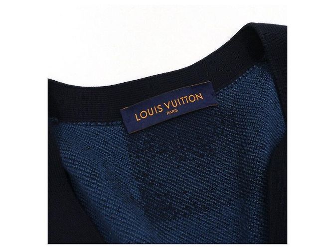 Louis Vuitton Cardigan in jacquard Damier Salt Blu - vista 5