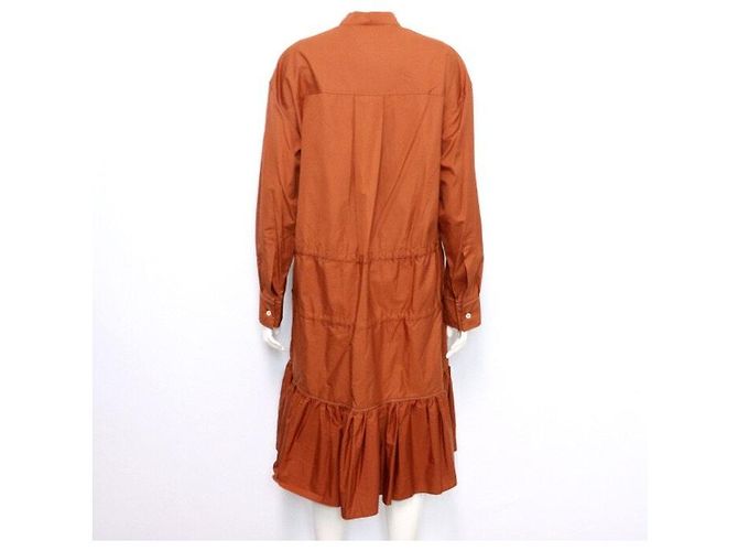 Marni Vestido de algodão marrom com faixa para mulher - vista 4