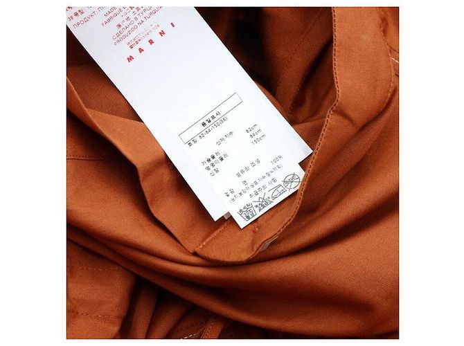 Marni Vestido de algodão marrom com faixa para mulher - vista 5