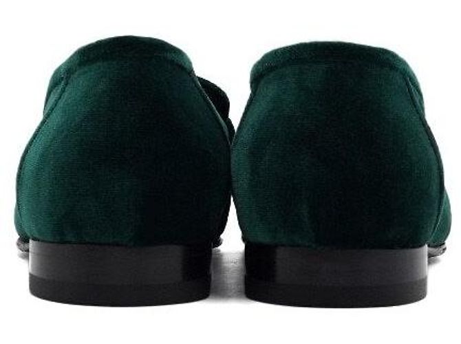 Hermès Mocassini Green Velvet Logo Paris da donna Verde - vista 6