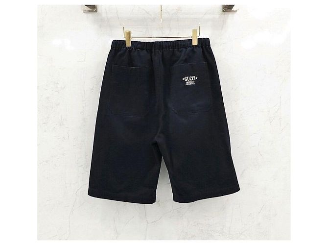 Gucci Pantaloncini con logo ricamato blu navy - vista 2