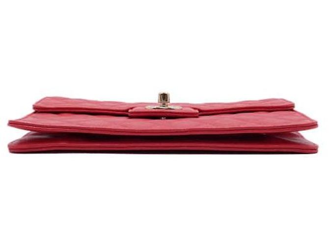 Chanel Clutch da donna in caviar rosso con logo CC dorato - vista 7