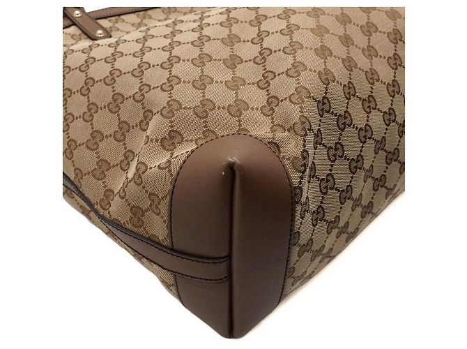 Gucci Borsa shopper a tracolla con bordi in pelle marrone - vista 10