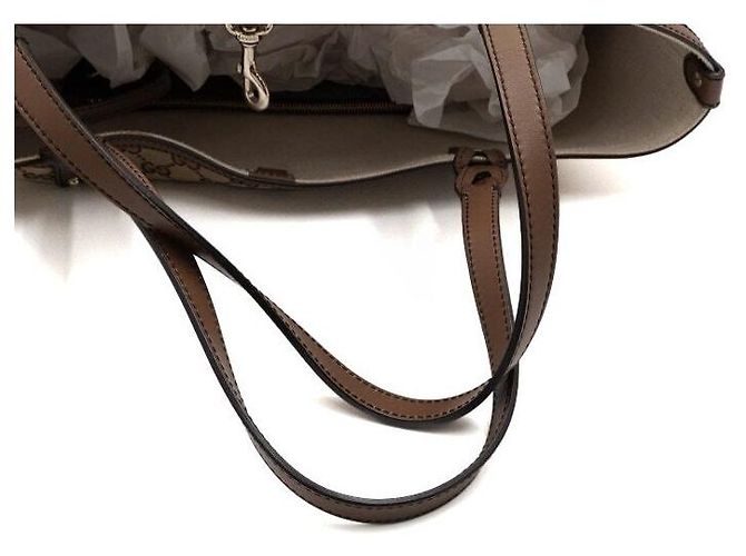 Gucci Borsa shopper a tracolla con bordi in pelle marrone - vista 11
