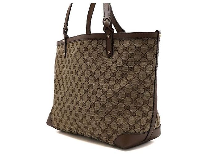 Gucci Borsa shopper a tracolla con bordi in pelle marrone - vista 2