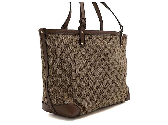 Gucci Borsa shopper a tracolla con bordi in pelle marrone - vista 3