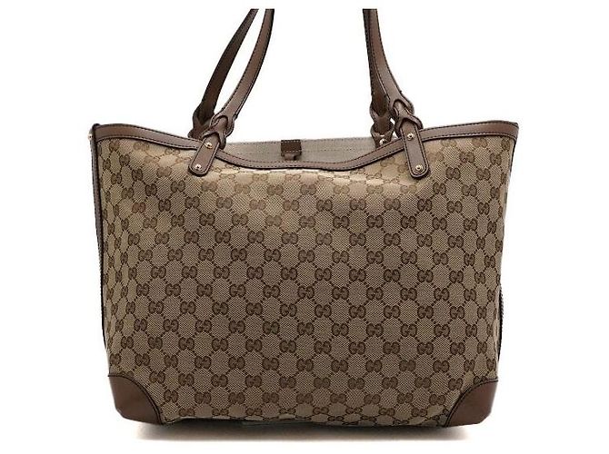 Gucci Borsa shopper a tracolla con bordi in pelle marrone - vista 4