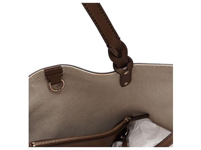 Gucci Borsa shopper a tracolla con bordi in pelle marrone - vista 7