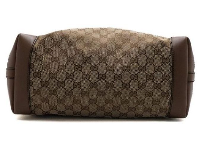 Gucci Borsa shopper a tracolla con bordi in pelle marrone - vista 8