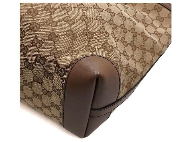 Gucci Borsa shopper a tracolla con bordi in pelle marrone - vista 9