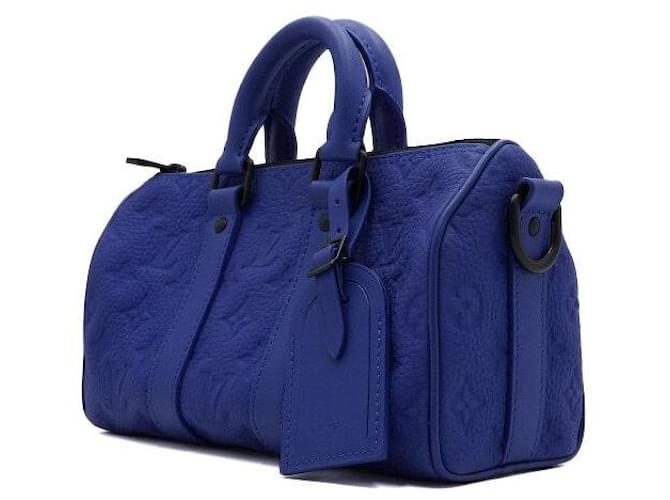 Louis Vuitton Borsa a tracolla e Tote Bag Keepall in Taurillon Monogram Blu - vista 3