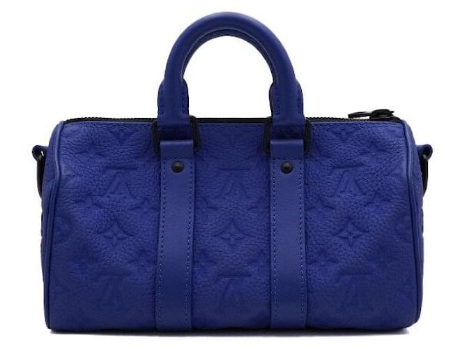 Louis Vuitton Borsa a tracolla e Tote Bag Keepall in Taurillon Monogram Blu - vista 5