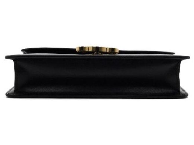 Céline Borsa a tracolla Triofee Margot in pelle di vitello nera lucida con catena dorata Nero - vista 9