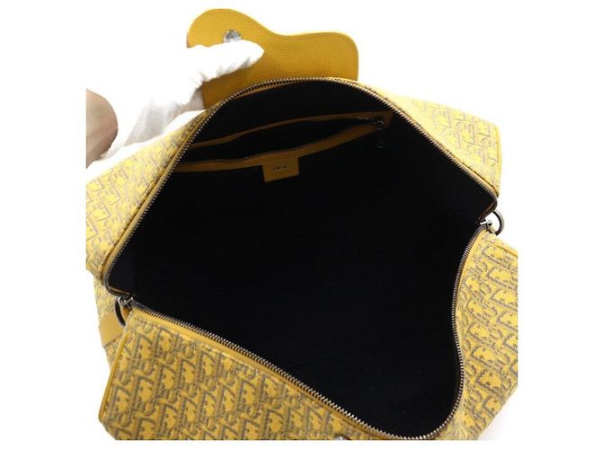 Dior Borsa Duffle Lingot in jacquard Oblique giallo - vista 7