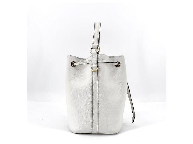 Prada Bolso Bucket Saffiano con logotipo de triángulo Blanco - vista 4