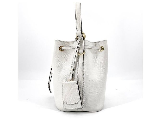 Prada Bolso Bucket Saffiano con logotipo de triángulo Blanco - vista 5