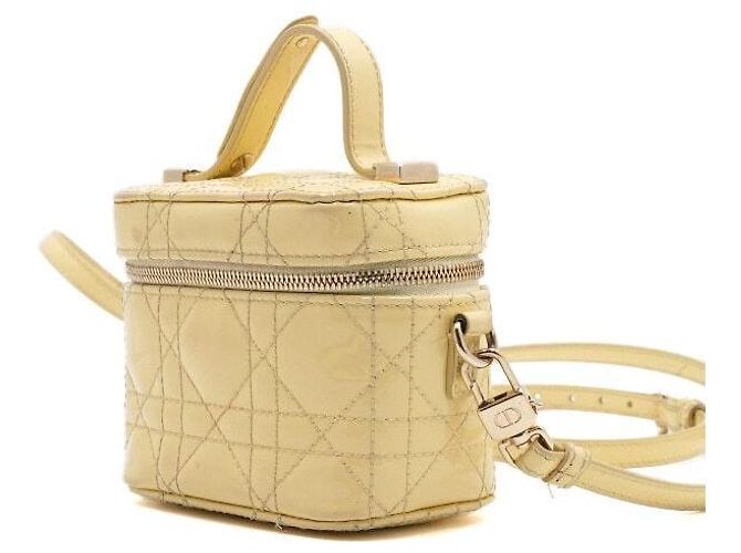 Dior Micro borsa a tracolla e borsa a tracolla in vernice giallo cannage - vista 2