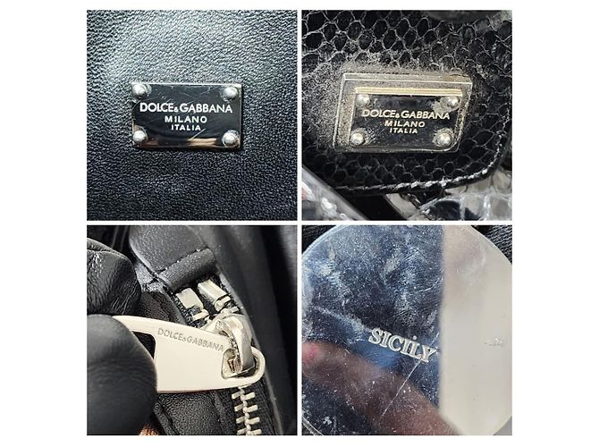 Dolce & Gabbana Dolce and Gabbana Python/Iguana Embossed Leather Large Miss Sicily Top Handle Bag Black - view 2