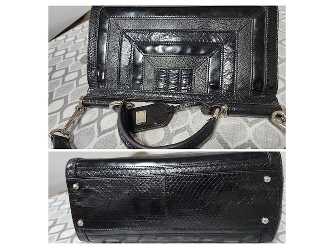 Dolce & Gabbana Dolce and Gabbana Python/Iguana Embossed Leather Large Miss Sicily Top Handle Bag Black - view 4