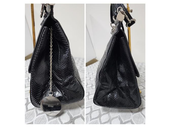 Dolce & Gabbana Dolce and Gabbana Python/Iguana Embossed Leather Large Miss Sicily Top Handle Bag Black - view 5