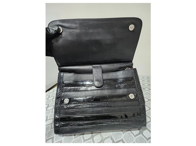 Dolce & Gabbana Dolce and Gabbana Python/Iguana Embossed Leather Large Miss Sicily Top Handle Bag Black - view 8