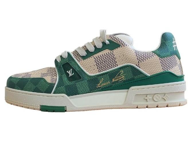 Louis Vuitton Trainer Damier in pelle verde non utilizzato - vista 4