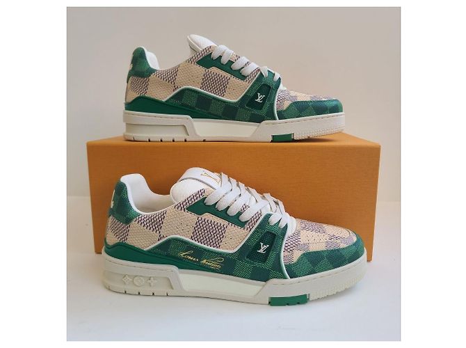 Louis Vuitton Trainer Damier in pelle verde non utilizzato - vista 5