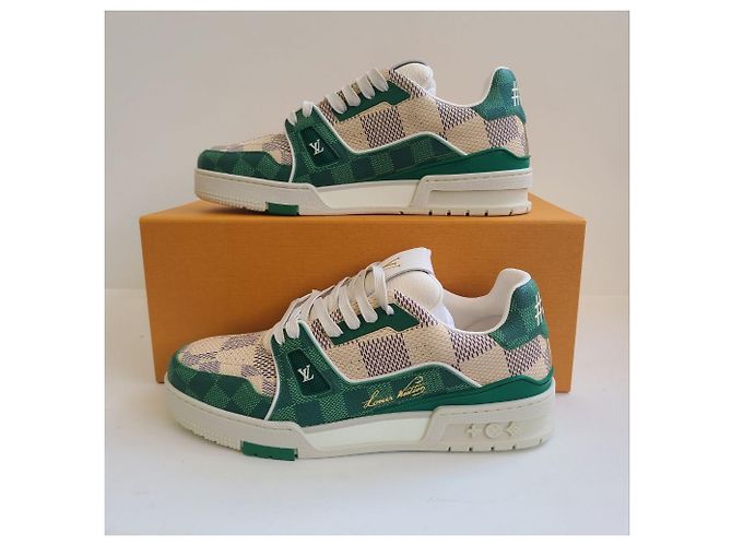 Louis Vuitton Trainer Damier in pelle verde non utilizzato - vista 6