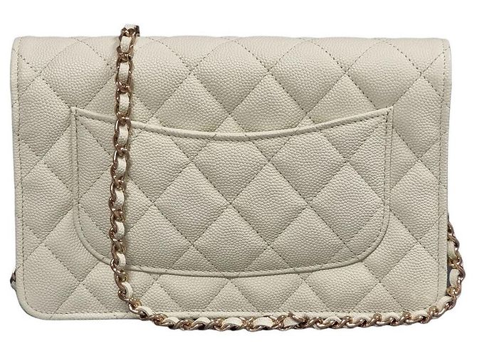Chanel Borsa a tracolla WOC Caviar Classic Versione con chip interno Bianco - vista 3