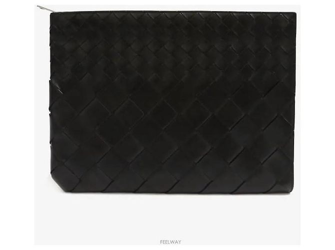 Bottega Veneta Multiple Pattern Woven Clutch Large Black - view 3