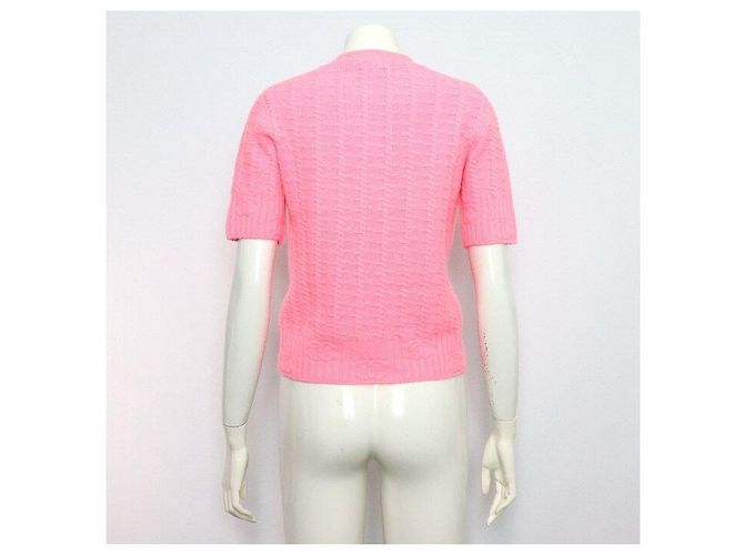 Chanel Strickware für Damen aus Kaschmir-Mischung mit CC-Logo-Knopf Pink - Ansicht 4