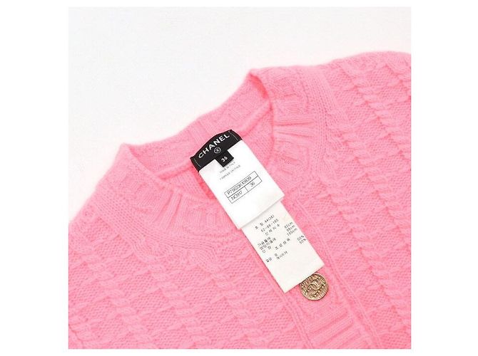 Chanel Strickware für Damen aus Kaschmir-Mischung mit CC-Logo-Knopf Pink - Ansicht 5