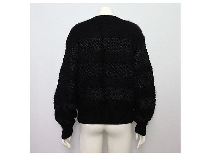 Chanel Schwarzer Strick aus Kaschmir-Mischung mit Knopfdetails für Damen - Ansicht 4