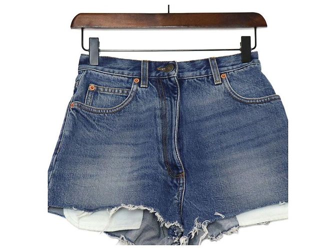 Gucci Short de denim eco con parche de oso para mujer Azul - vista 2