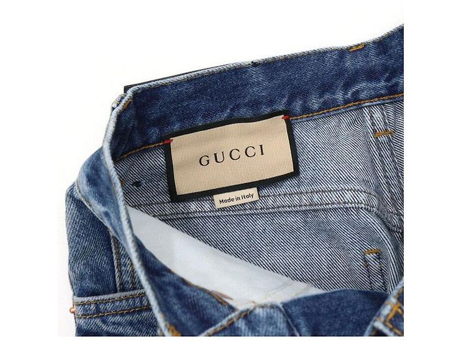 Gucci Short de denim eco con parche de oso para mujer Azul - vista 6