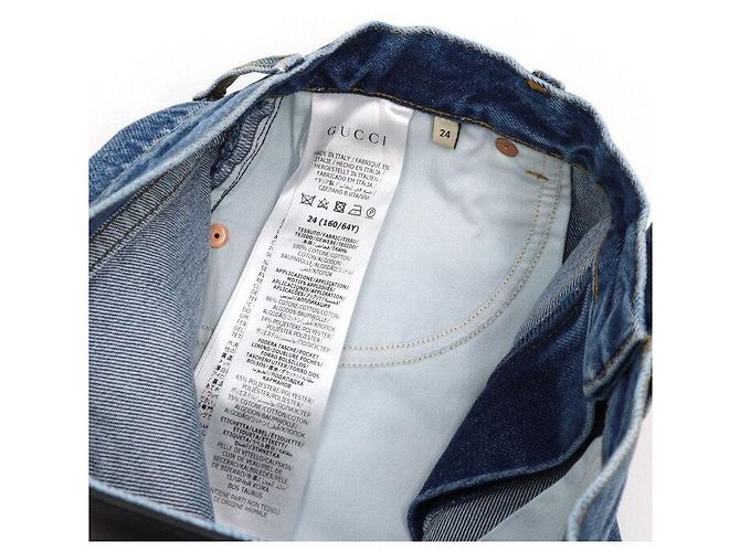 Gucci Short de denim eco con parche de oso para mujer Azul - vista 7
