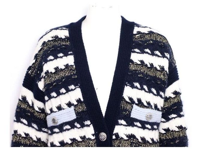Chanel Cashmere-Tweed-Strickjacke für Damen für die Saison Blau - Ansicht 2