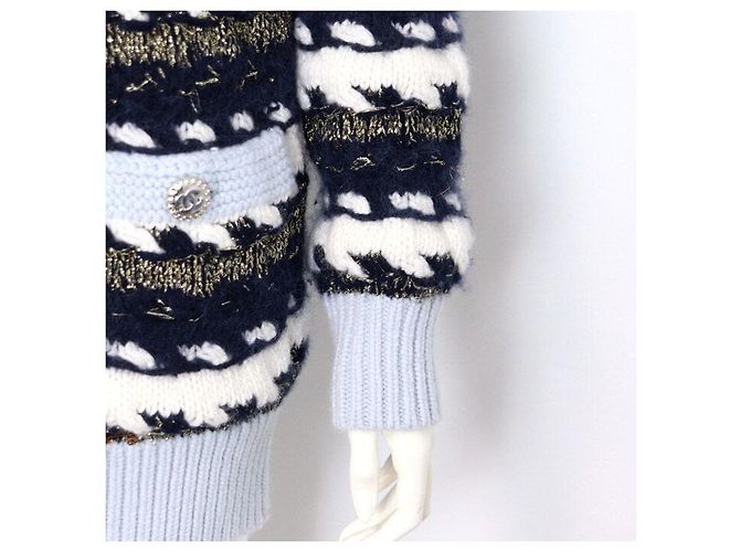 Chanel Cashmere-Tweed-Strickjacke für Damen für die Saison Blau - Ansicht 3
