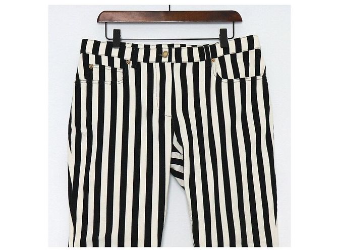 Louis Vuitton Pantalones slim de denim con rayas blancas y negras para mujer Blanco - vista 2